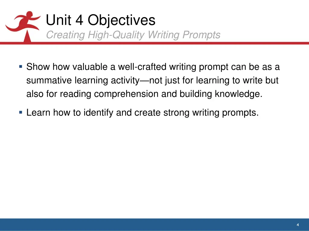 unit 4 objectives creating high quality writing