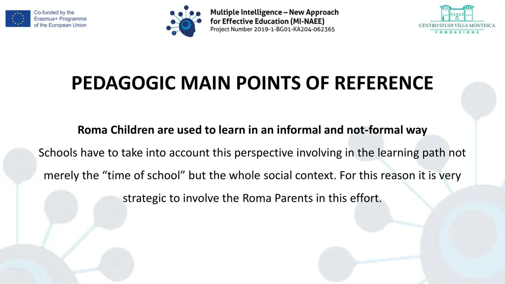 pedagogic main points of reference