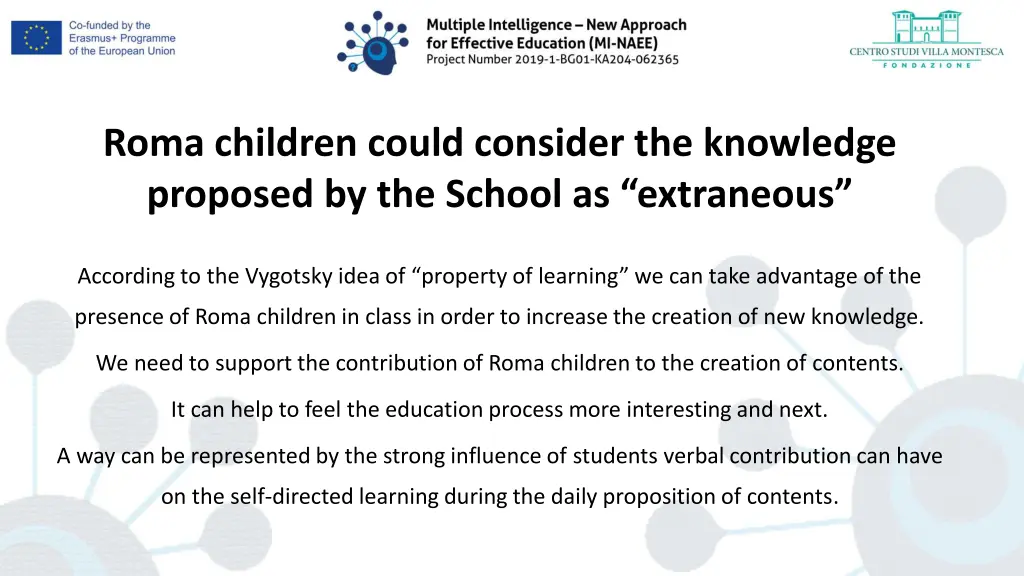 roma children could consider the knowledge