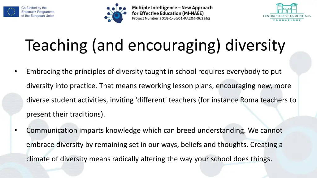 teaching and encouraging diversity