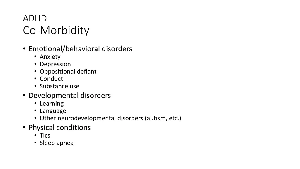 adhd co morbidity