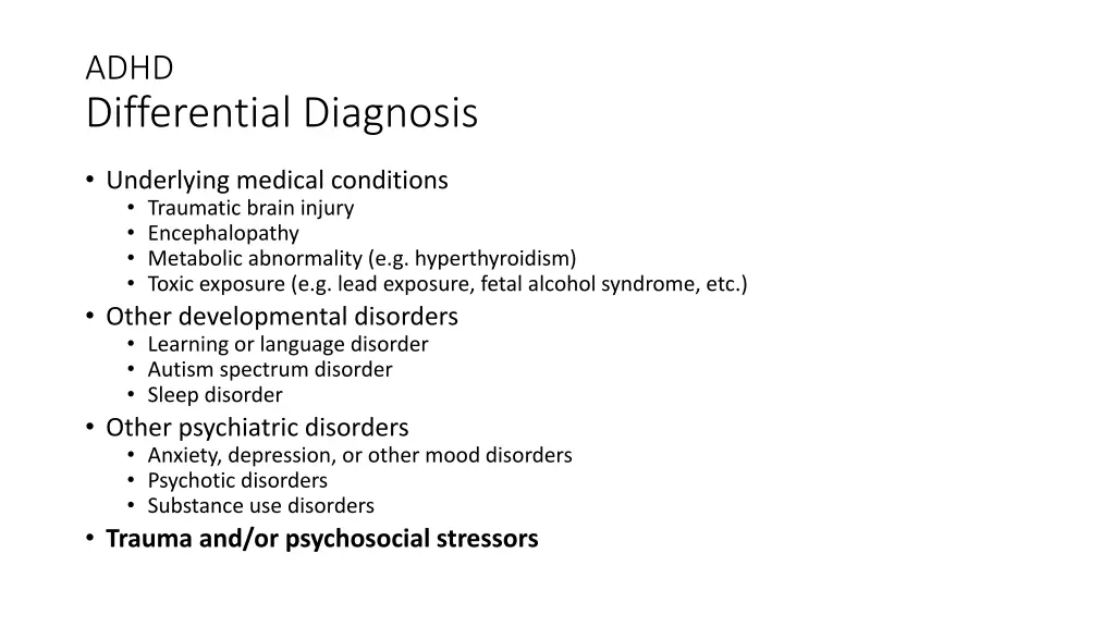 adhd differential diagnosis