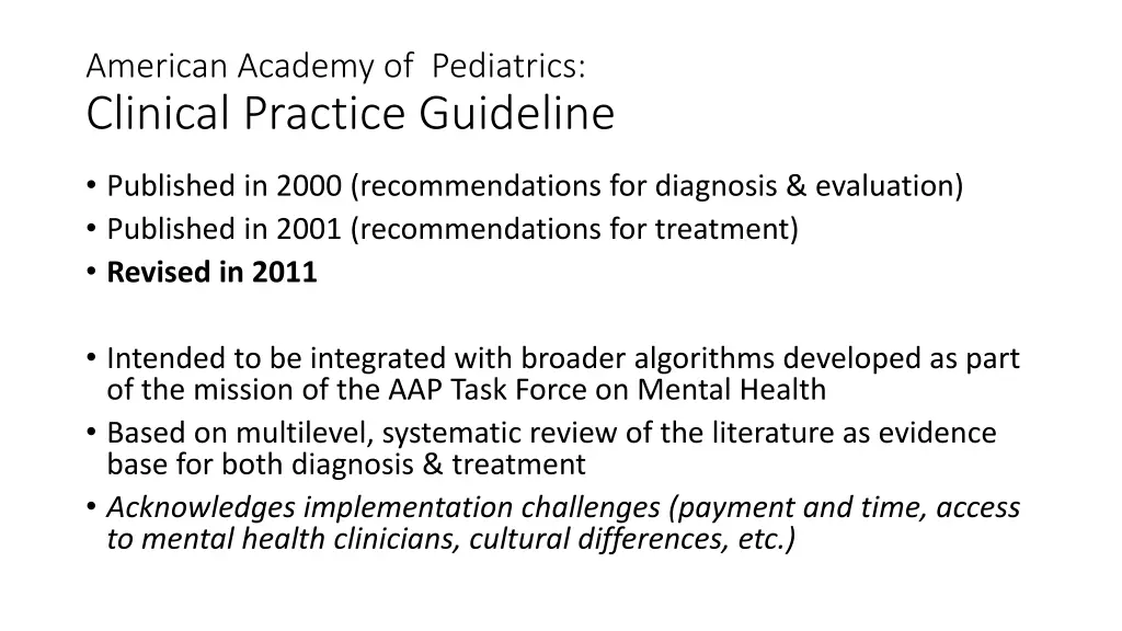 american academy of pediatrics clinical practice