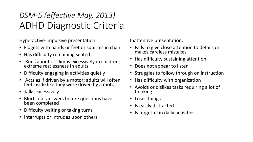 dsm 5 effective may 2013 adhd diagnostic criteria 2