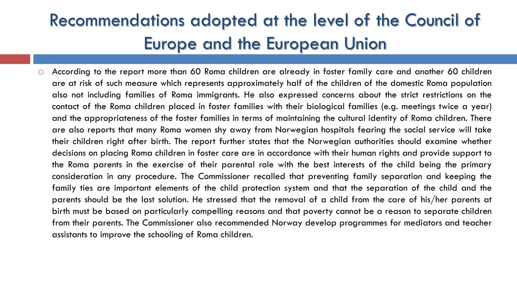 recommendations adopted at the level 11