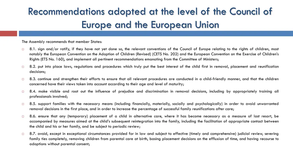 recommendations adopted at the level 3