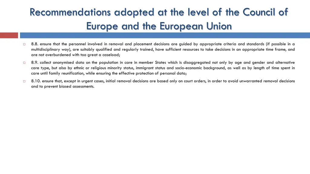 recommendations adopted at the level 4