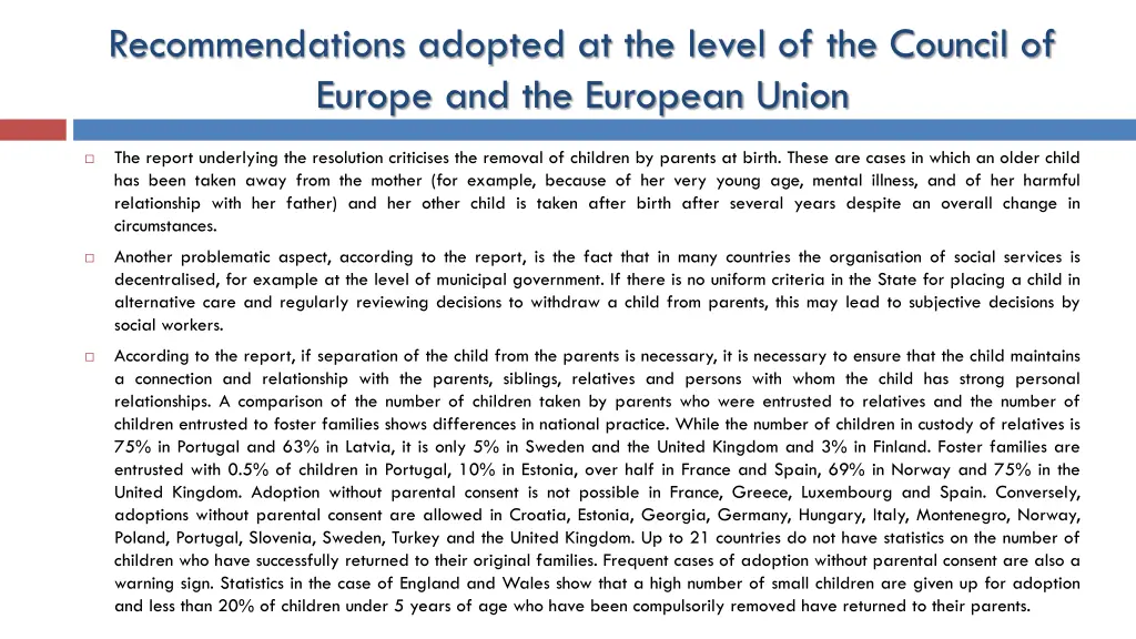 recommendations adopted at the level 5