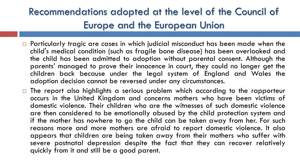 recommendations adopted at the level 6