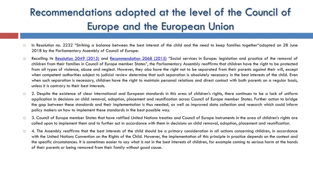 recommendations adopted at the level 7