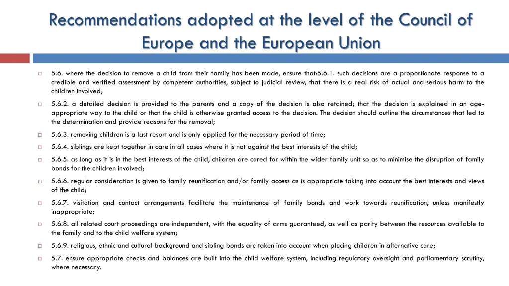 recommendations adopted at the level 9