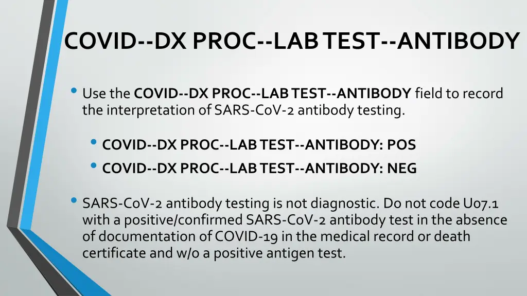 covid dx proc lab test antibody