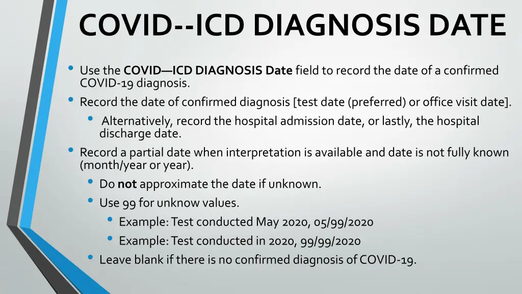 covid icd diagnosis date