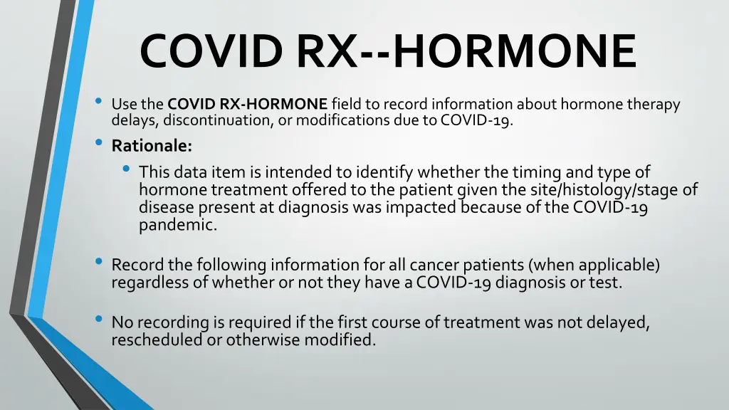 covid rx hormone use the covid rx hormone field