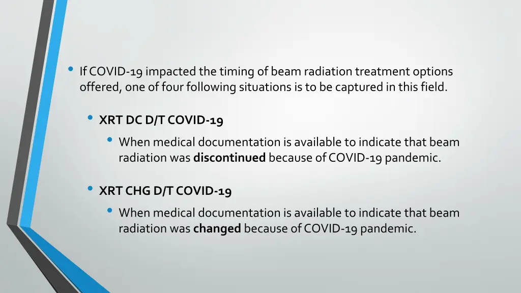 if covid 19 impacted the timing of beam radiation