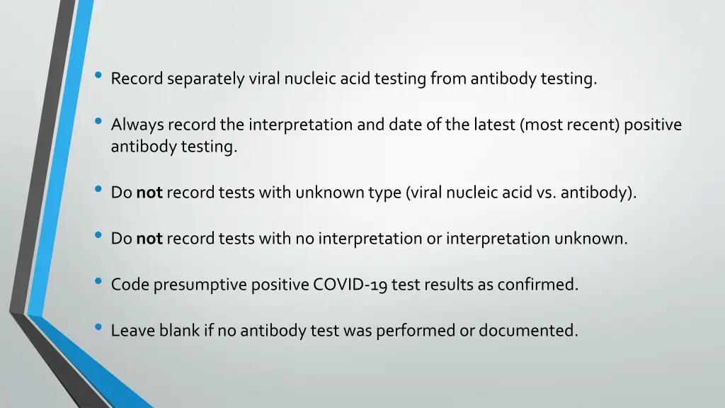 record separately viral nucleic acid testing from 1