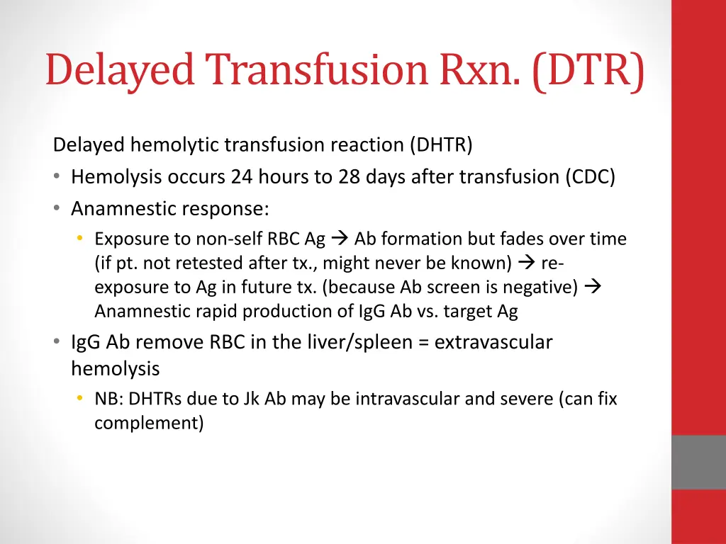 delayed transfusion rxn dtr