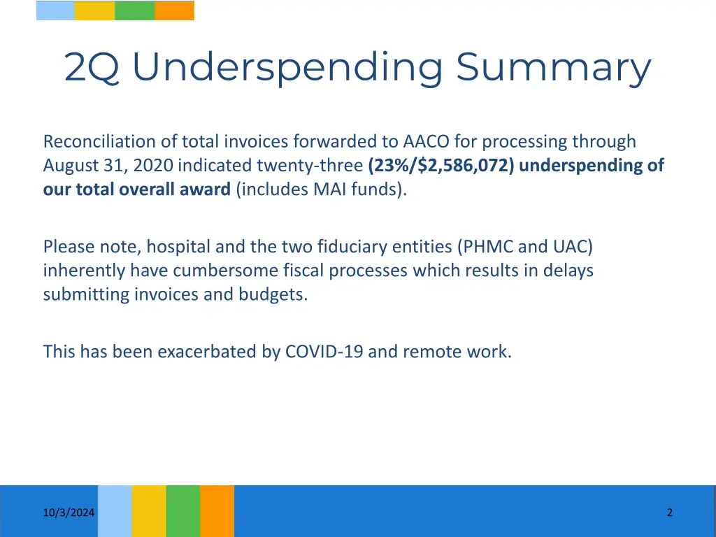 2q underspending summary