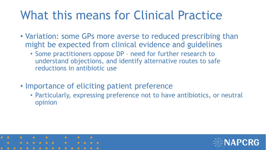 what this means for clinical practice