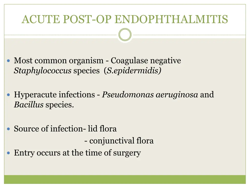 acute post op endophthalmitis