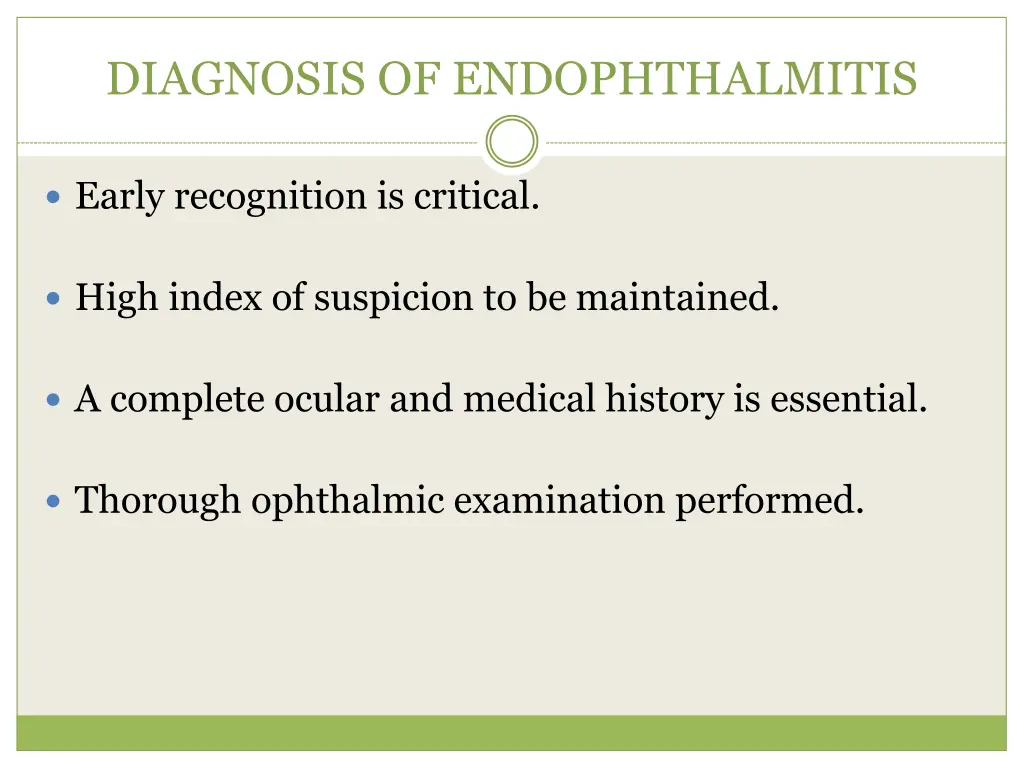 diagnosis of endophthalmitis