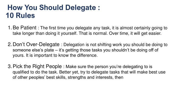 how you should delegate 10 rules