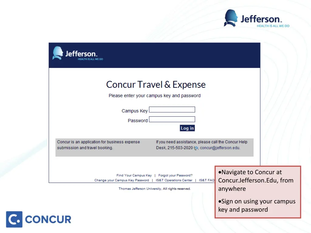 navigate to concur at concur jefferson edu from