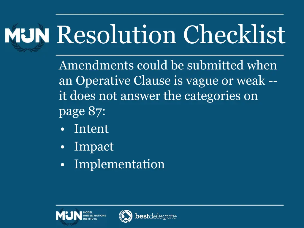 resolution checklist