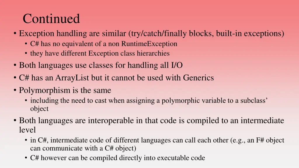 continued exception handling are similar