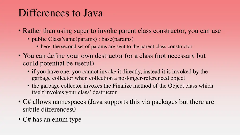 differences to java