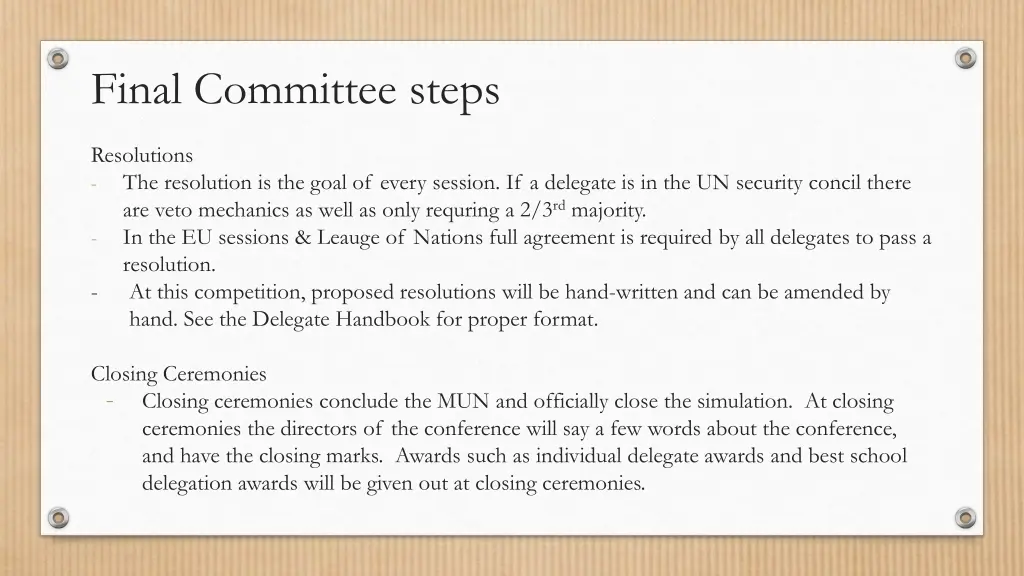 final committee steps