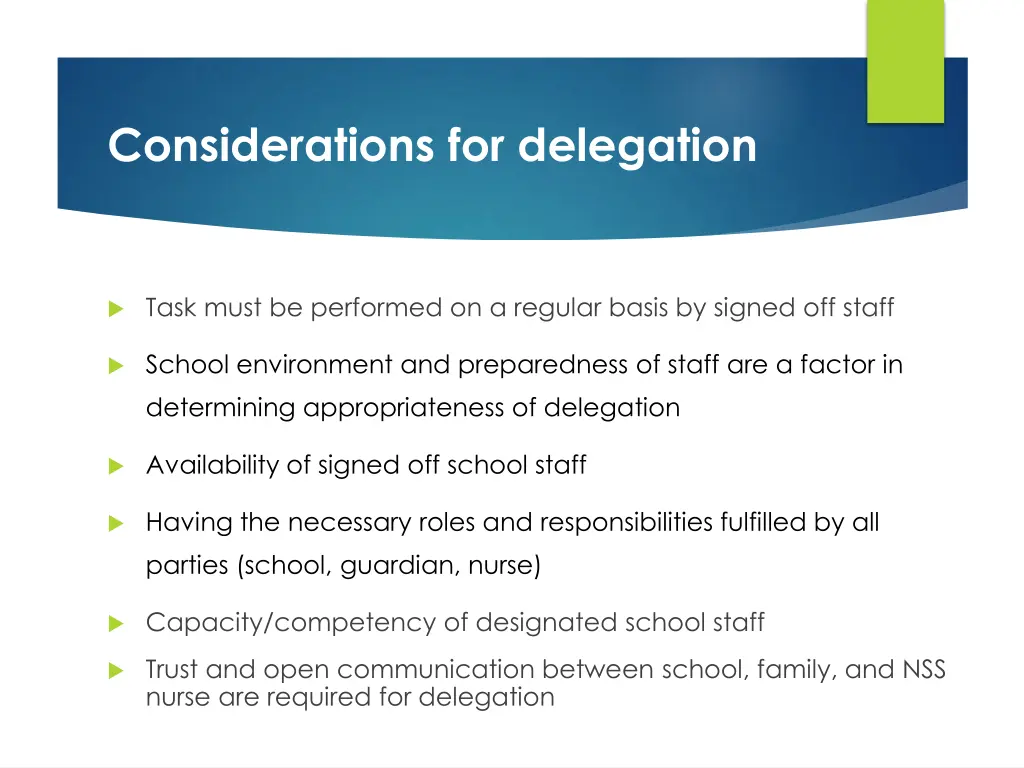 considerations for delegation