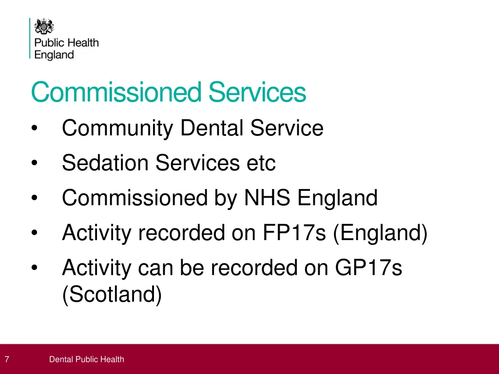 commissioned services community dental service