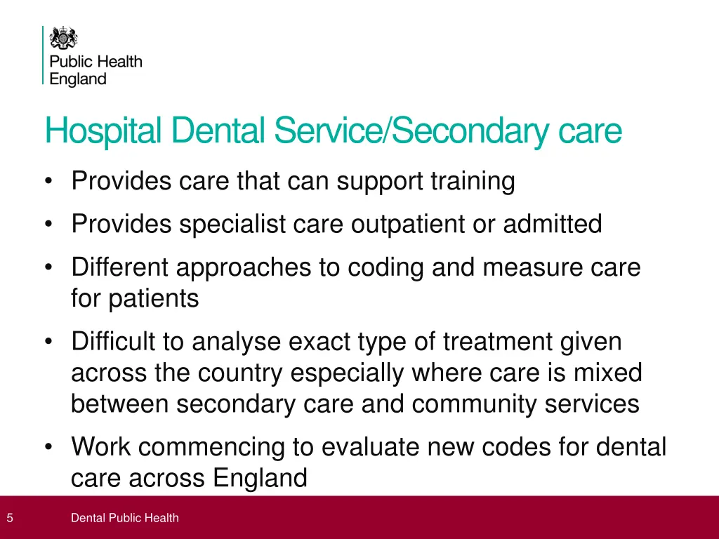 hospital dental service secondary care