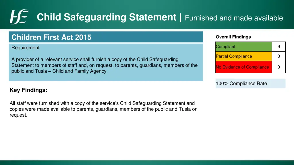 child safeguarding statement furnished and made