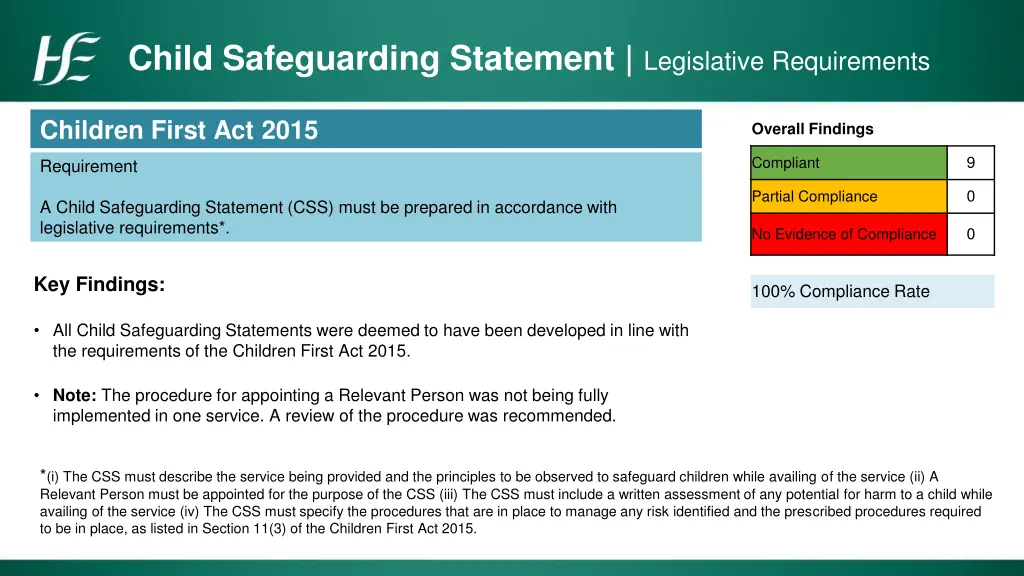 child safeguarding statement legislative