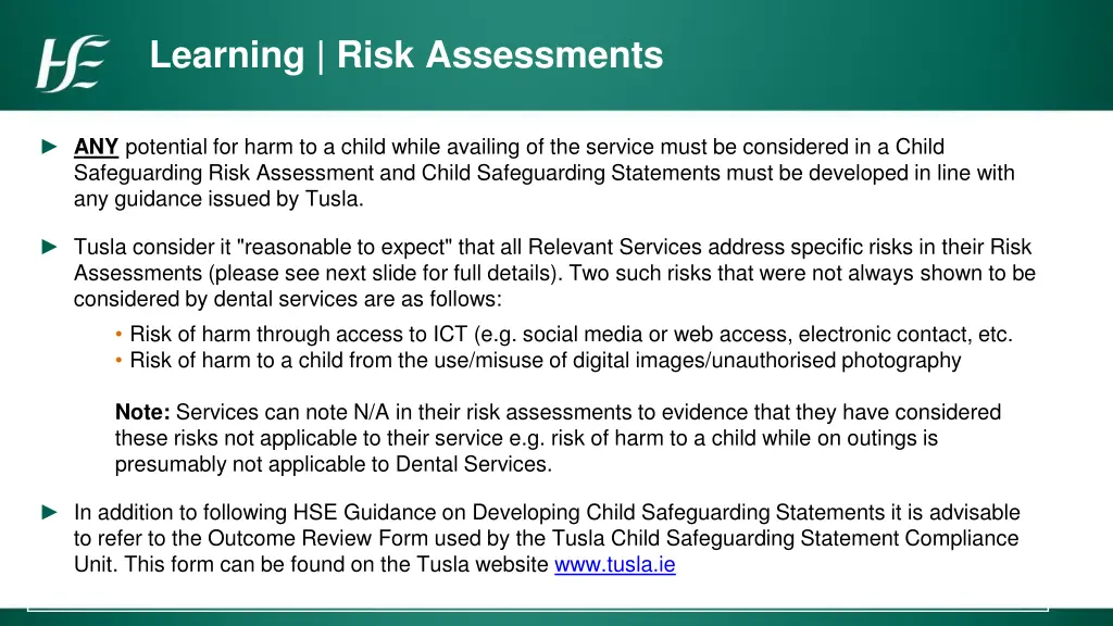 learning risk assessments