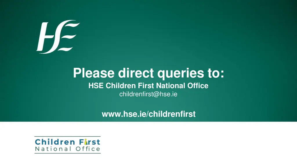 please direct queries to hse children first