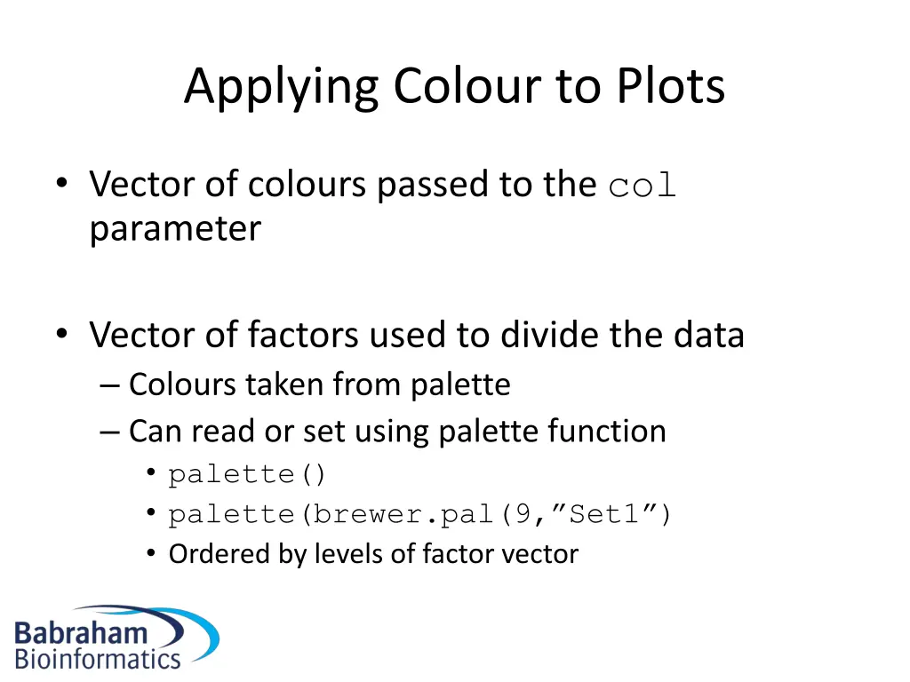 applying colour to plots