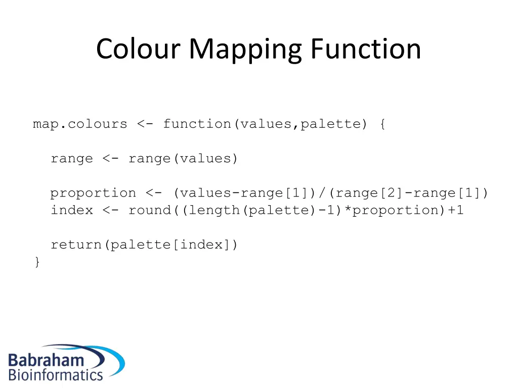 colour mapping function