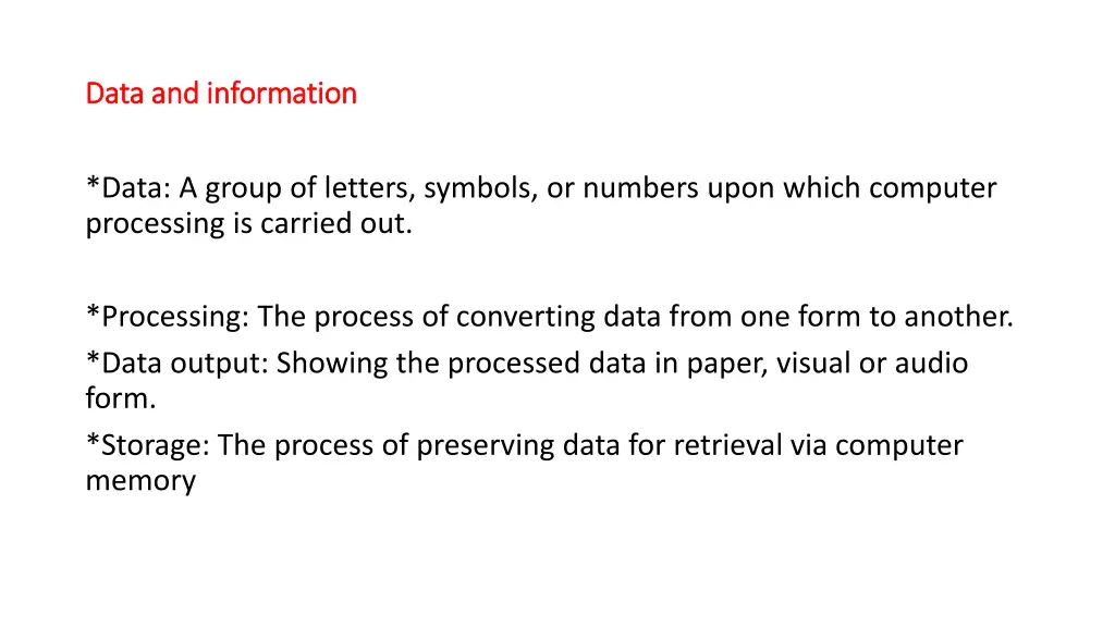 data and information data and information