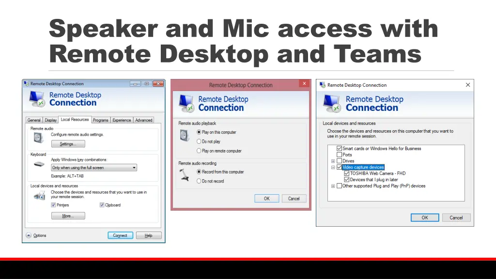 speaker and mic access with remote desktop