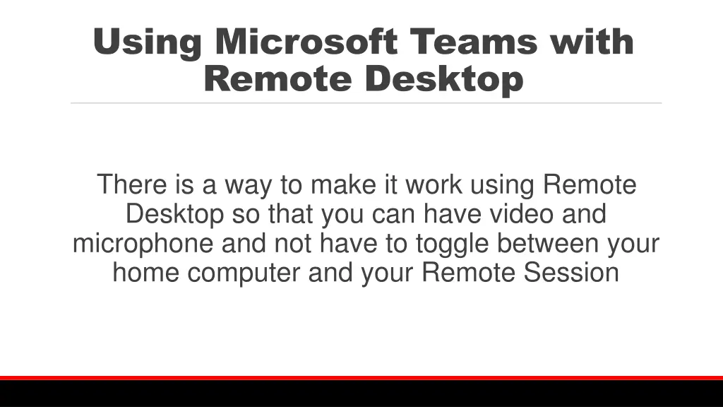 using microsoft teams with remote desktop