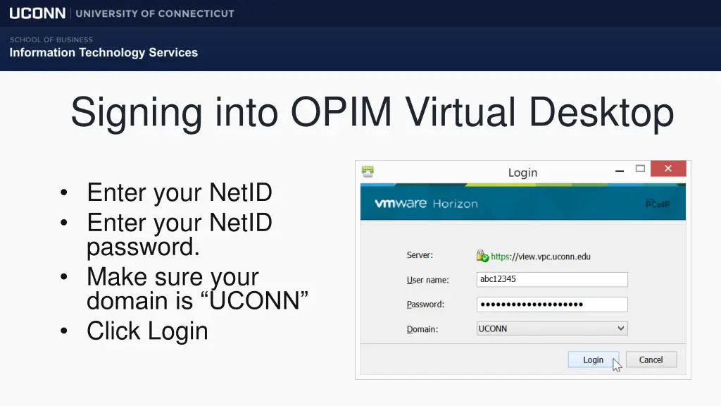 signing into opim virtual desktop