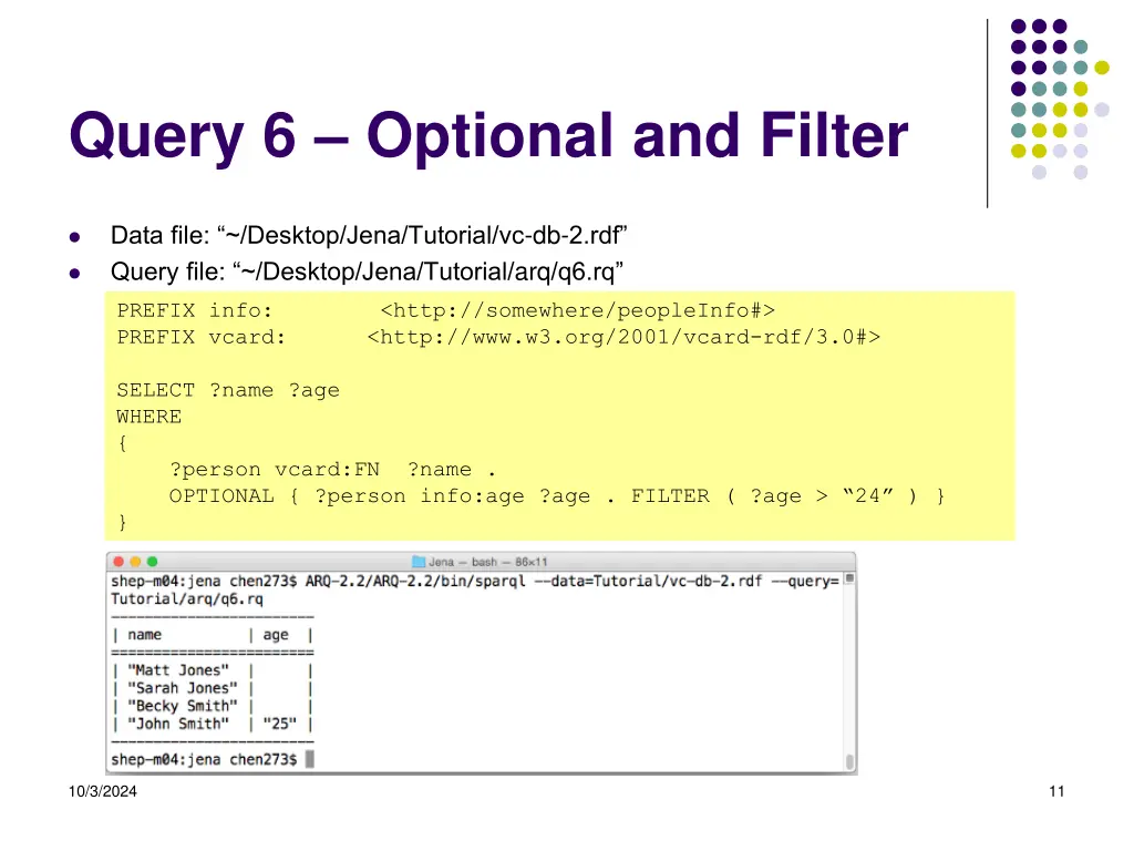 query 6 optional and filter