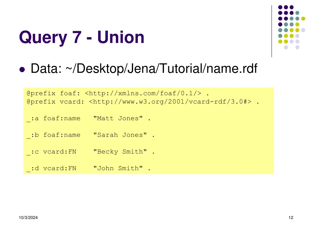 query 7 union