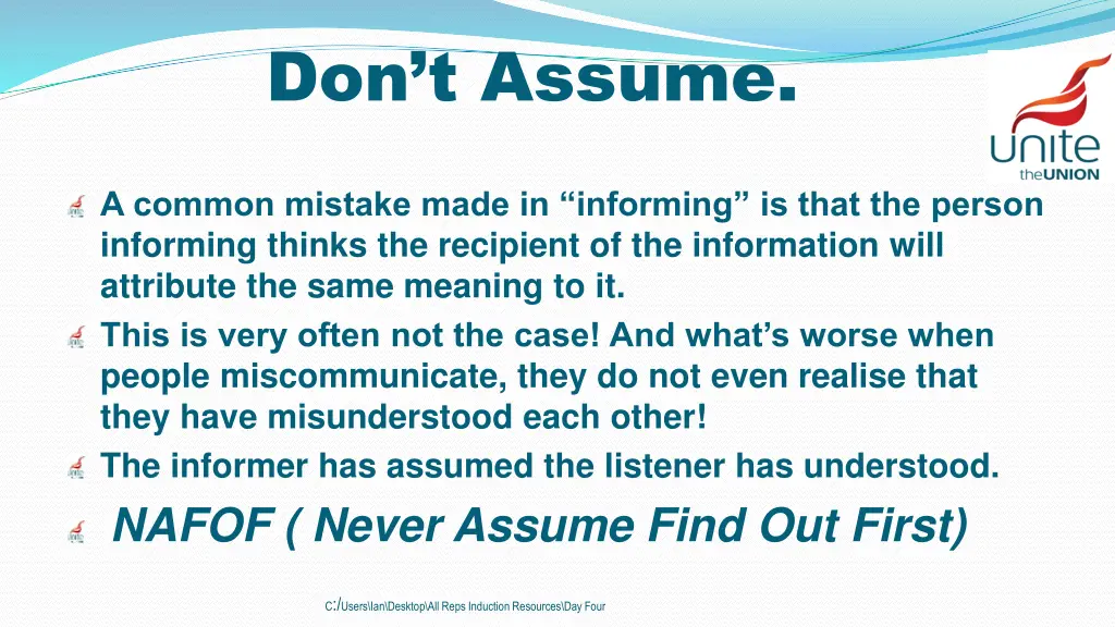 don t assume