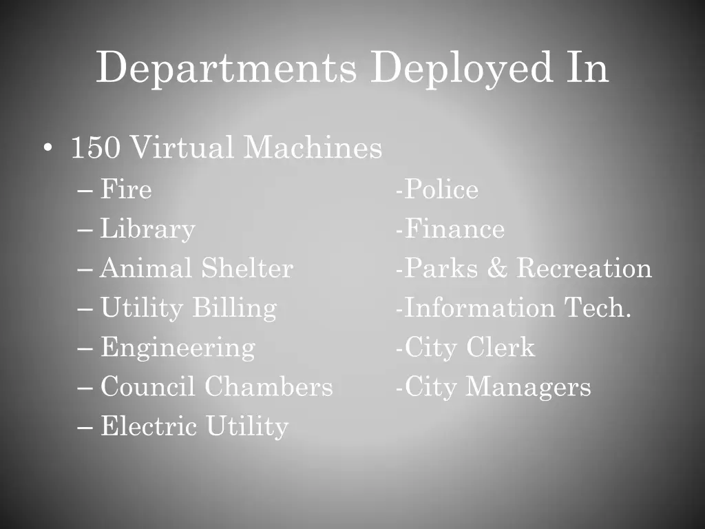 departments deployed in