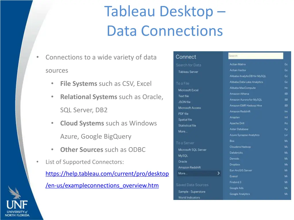 tableau desktop data connections