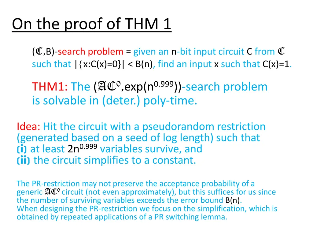 on the proof of thm 1